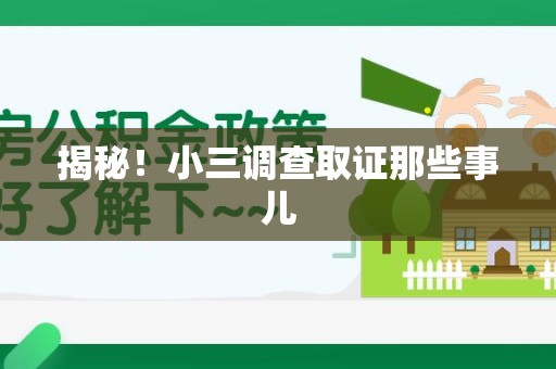 宁都揭秘！小三调查取证那些事儿
