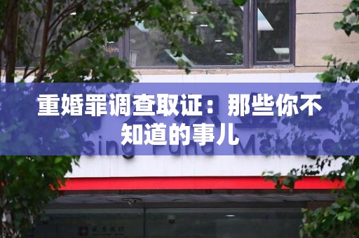 宁都重婚罪调查取证：那些你不知道的事儿