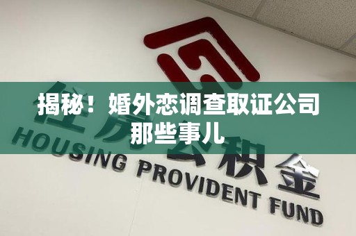 宁都揭秘！婚外恋调查取证公司那些事儿