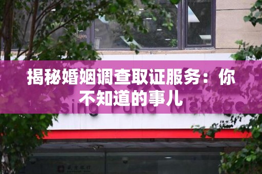 宁都揭秘婚姻调查取证服务：你不知道的事儿
