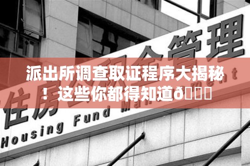 宁都派出所调查取证程序大揭秘！这些你都得知道😉